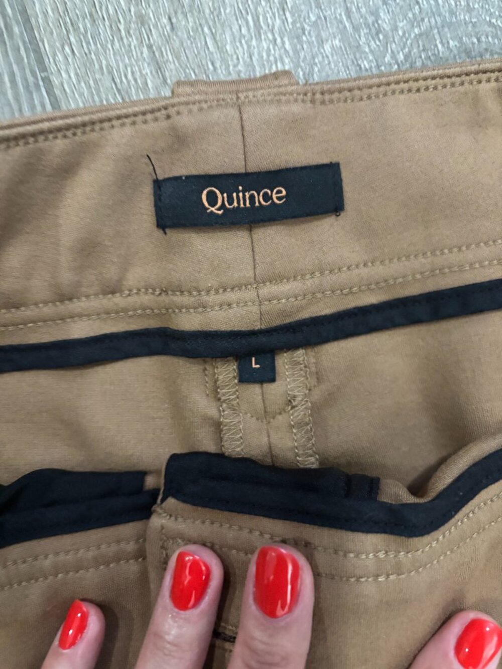Quince Camel High Waist Gold Button Career Pants L - Picture 5 of 9